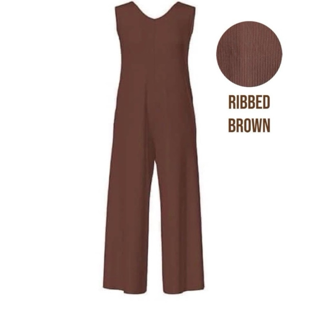LuLaRoe “Natalie” Brown Relaxed Jumpsuit